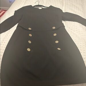 DKNY Black Dress with Gold Buttons